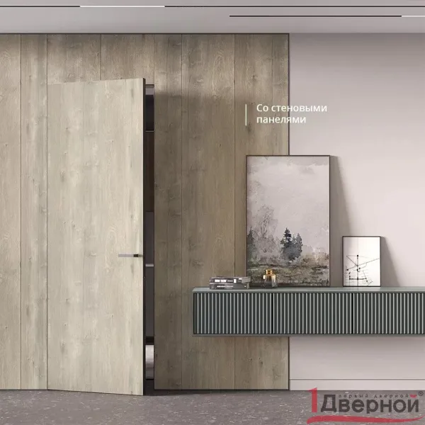 Скрытая дверь Invisible реверс (кромка с 4х сторон анод черный)